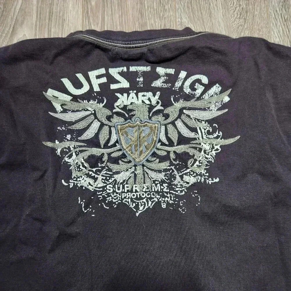 Vintage Y2K Black Karv brown / dark grey embroidered long sleeved crewneck shirt - Picture 10 of 16